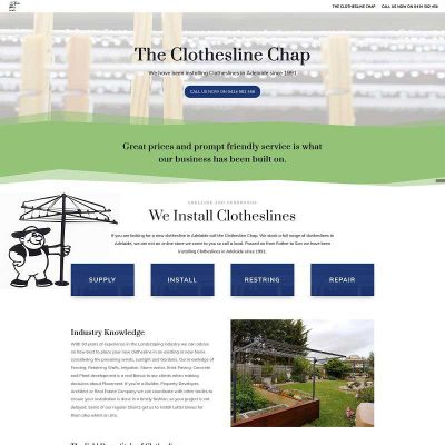 Single page website design for The Clothesline Chap