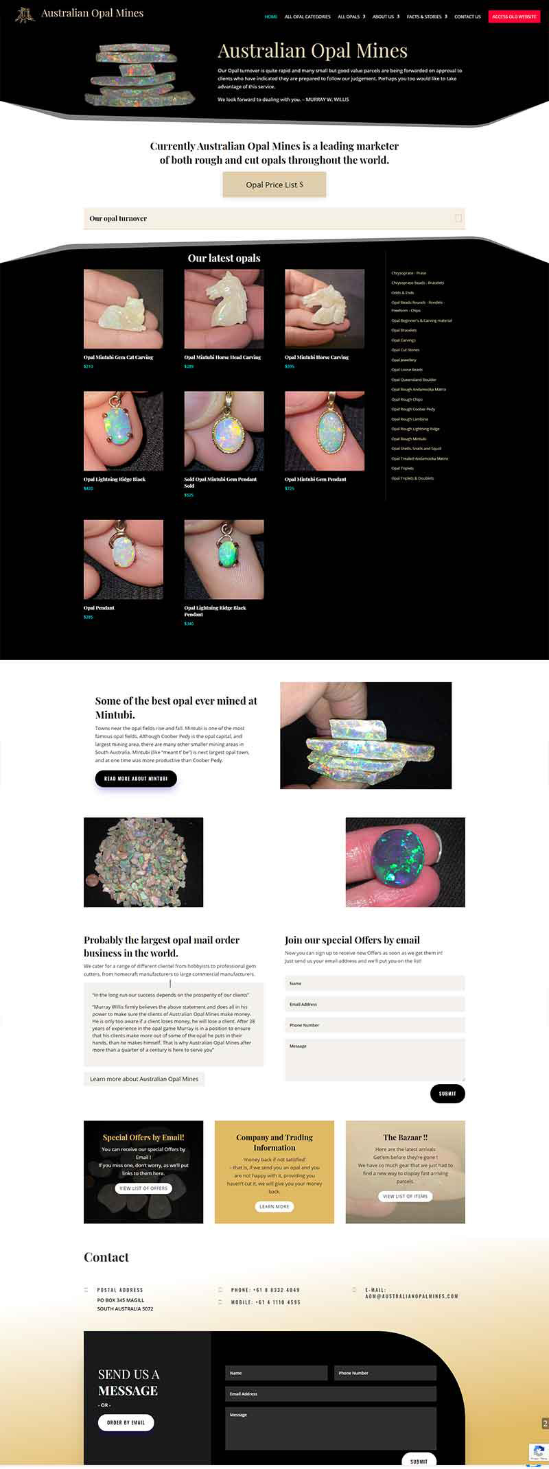 australian opal mines website design