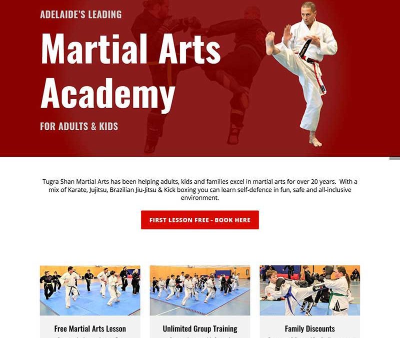 Martial Arts Academy website design