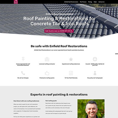 Website design for roof restoration business in Adelaide