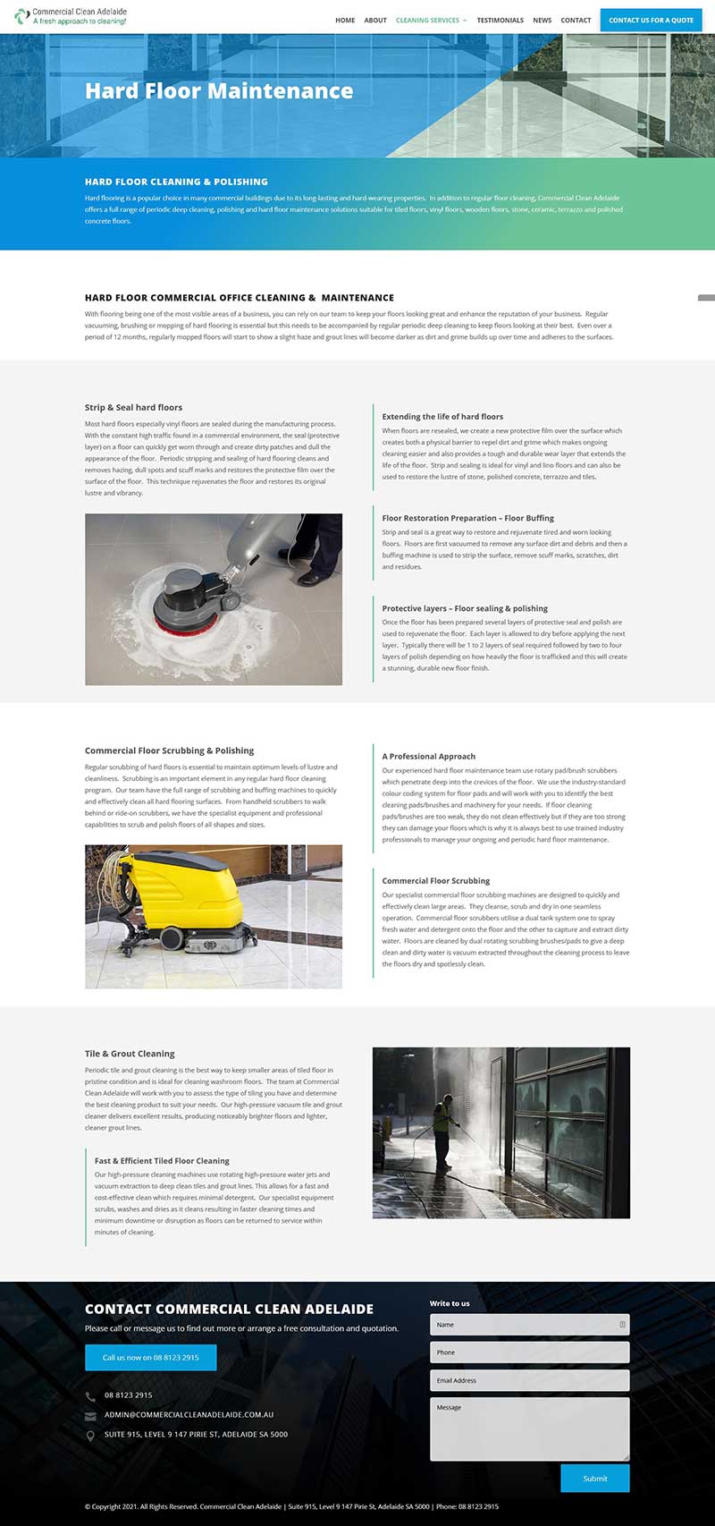 website design in adelaide for commercial cleaning business