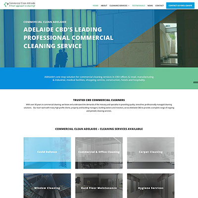 Website design for a commercial cleaning business in Adelaide