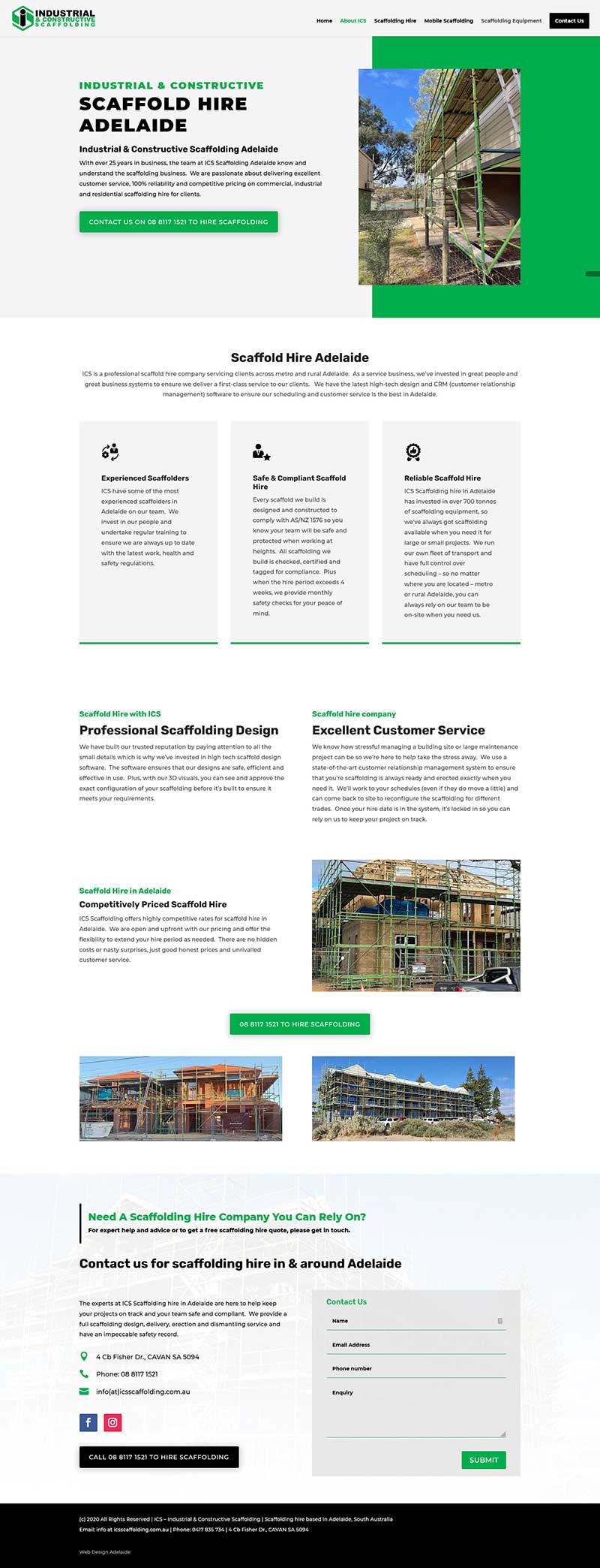 website design in adelaide scaffolding business