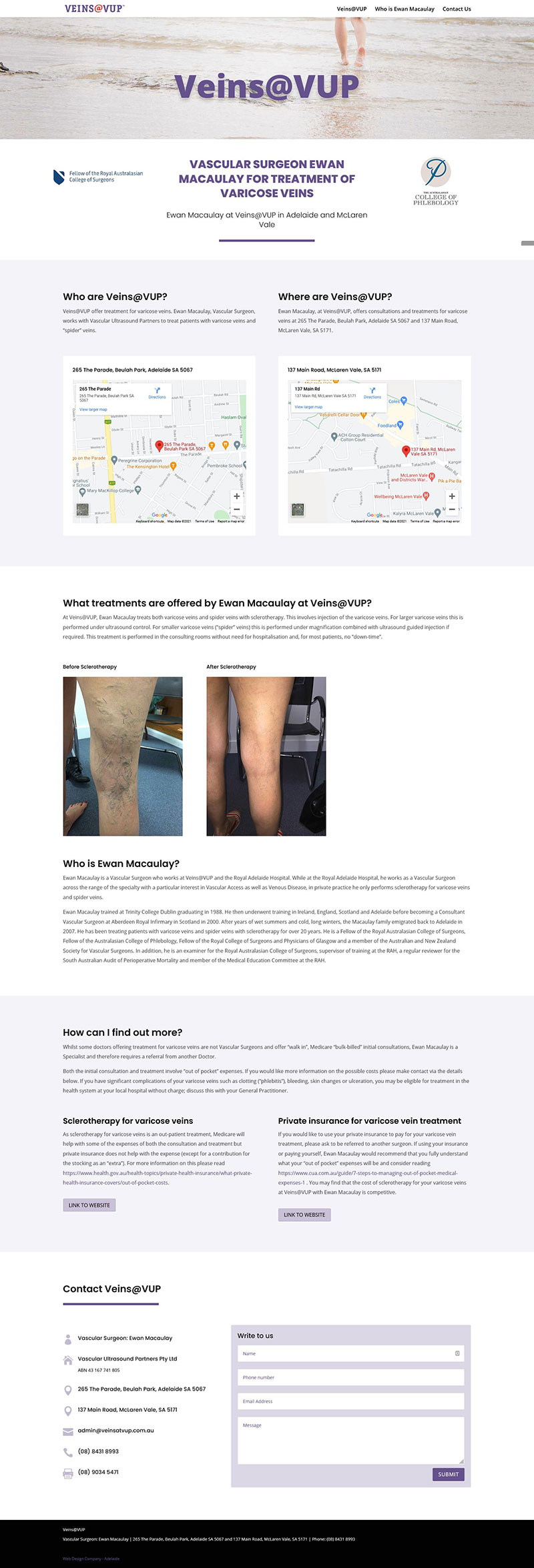 website design for doctor health clinic in adelaide