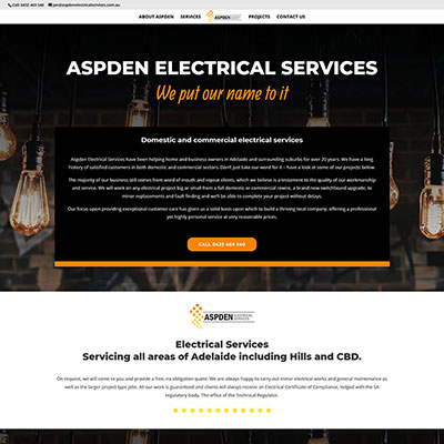 Website design for electrician in Adelaide