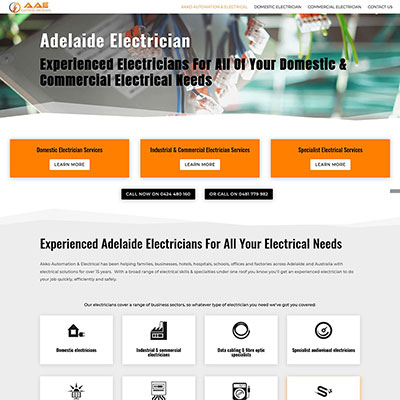 Website design for an electrical firm in Adelaide