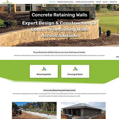 Website design for retaining wall business