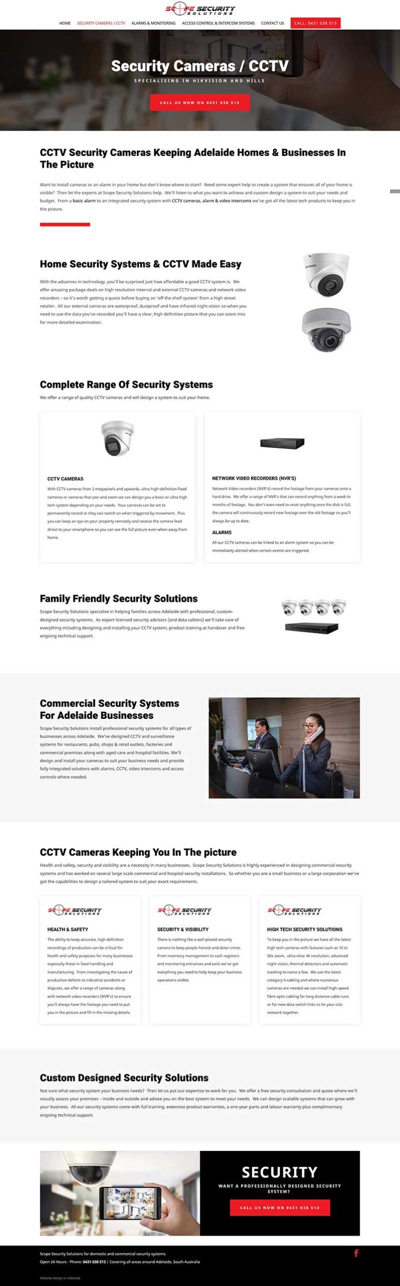 Website design and content writing for a security business