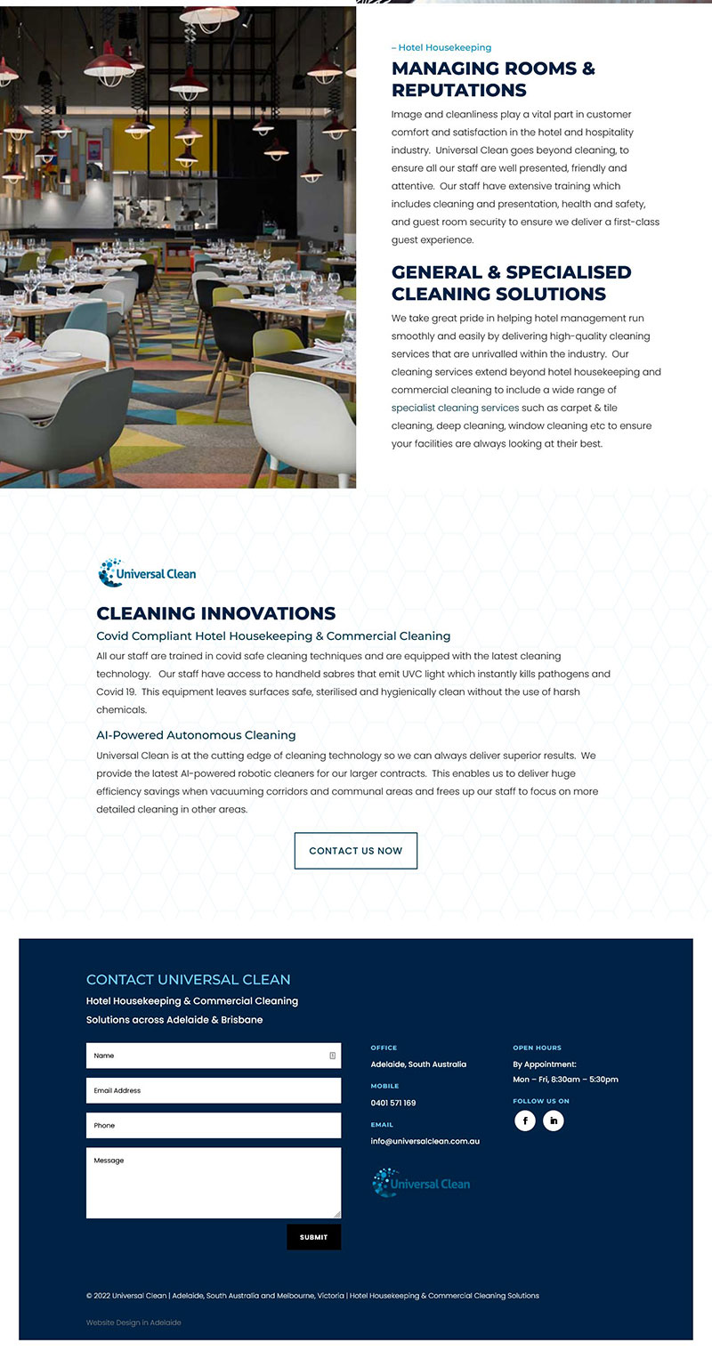 website design for commerial cleaning business in australia