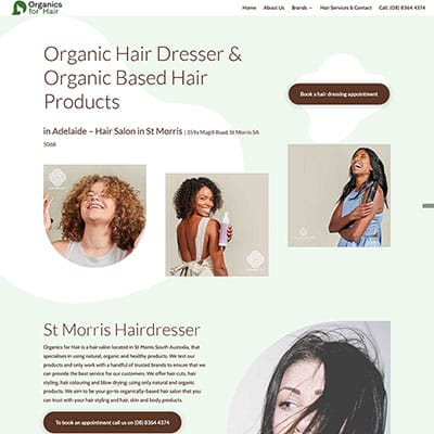 Website for hairdresser in Adelaide