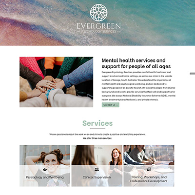 Website design for Psychology and Wellbeing services