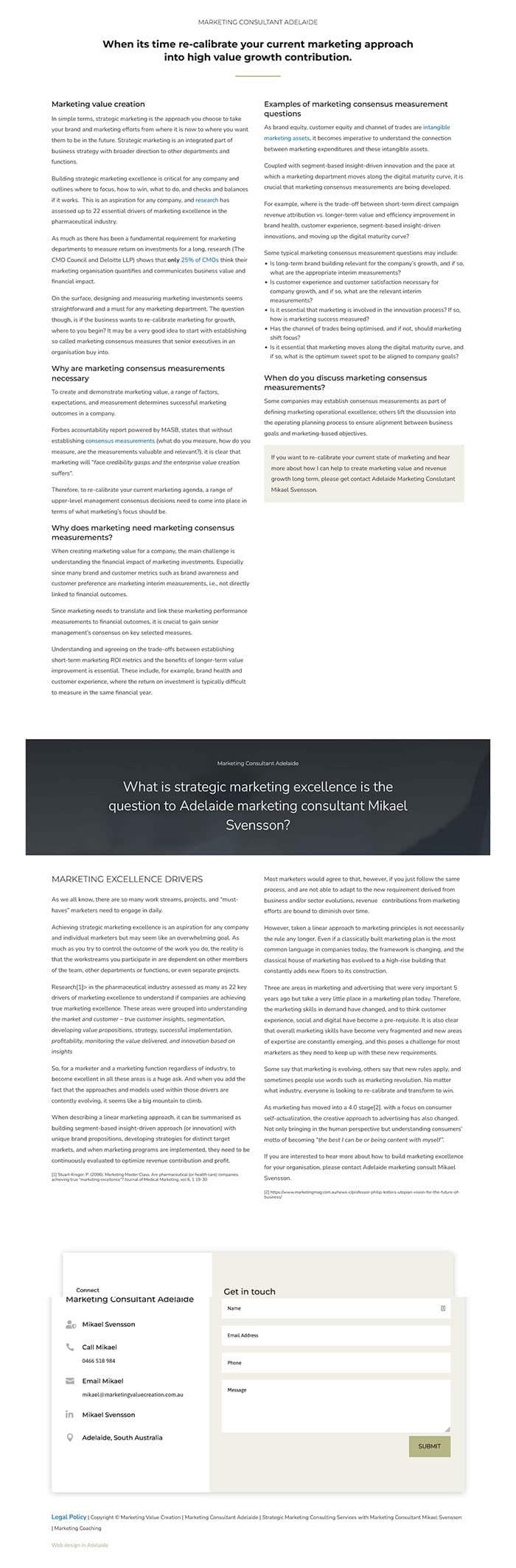 website design for marketing consultant in Adelaide