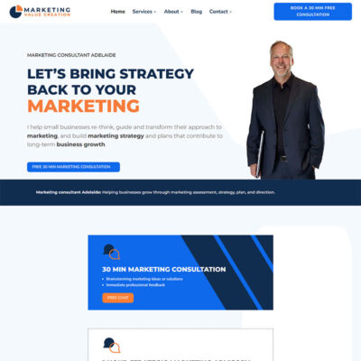 Website design for marketing consultant in Adelaide