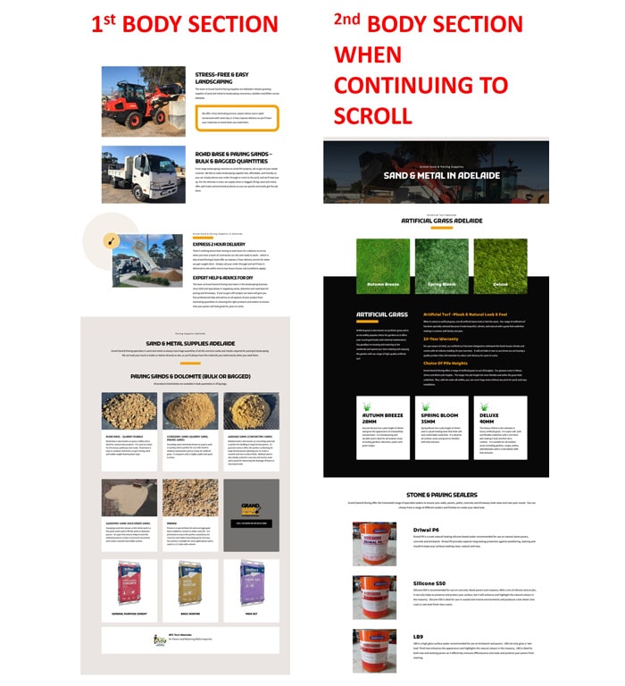 one page single page website design adelaide
