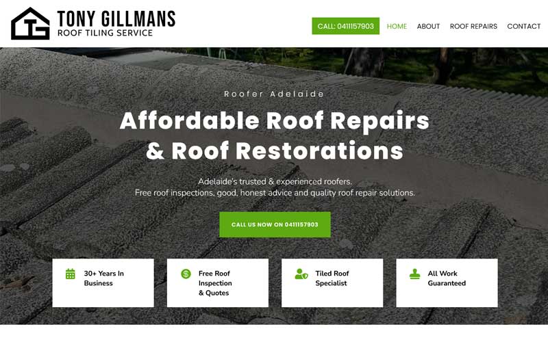 website design roofing services adelaide