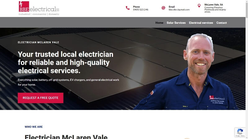 web design electrician Adelaide