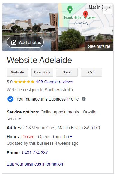 website adelaide google business profile