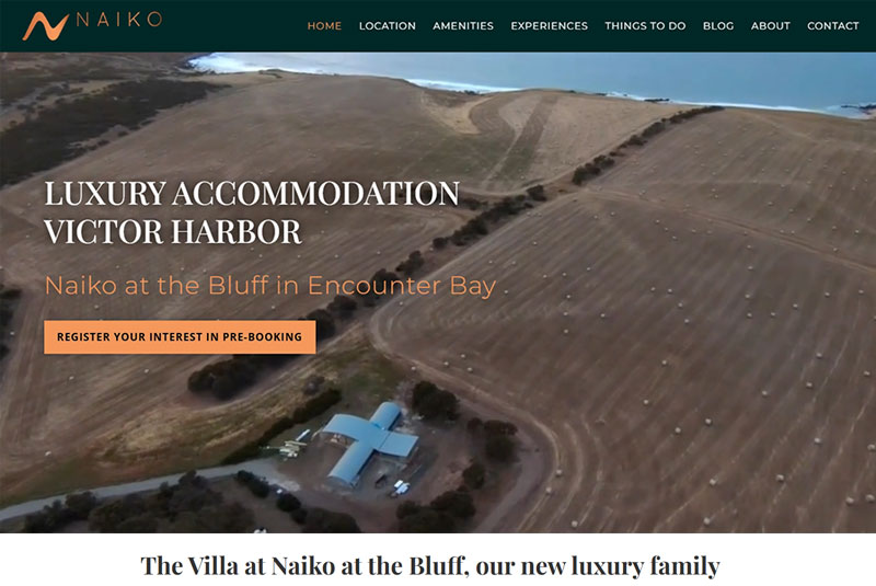 Web designer Adelaide SA for Naiko at the Bluff