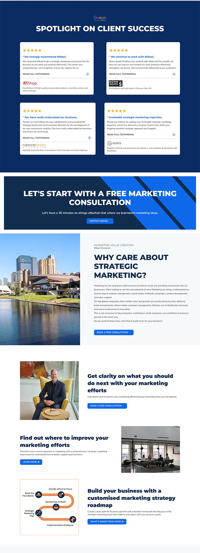 website design for marketing consultant in Adelaide