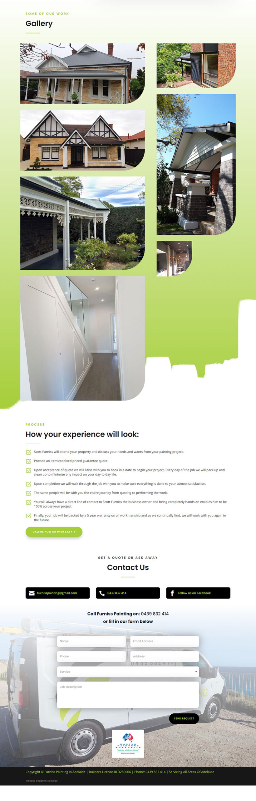 Website design for painter in Aldinga