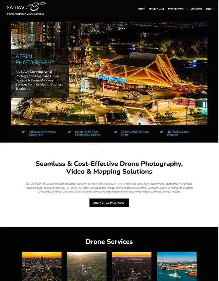Drone photography website designer Adelaide