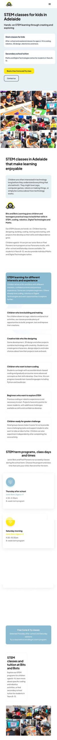 Bits and Bots Learning mobile website design