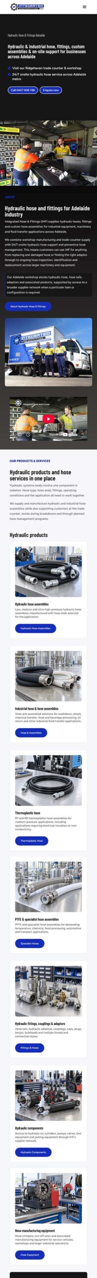 Integrated Hose & Fittings mobile website design