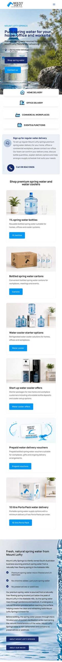 Mount Lofty Spring Water website